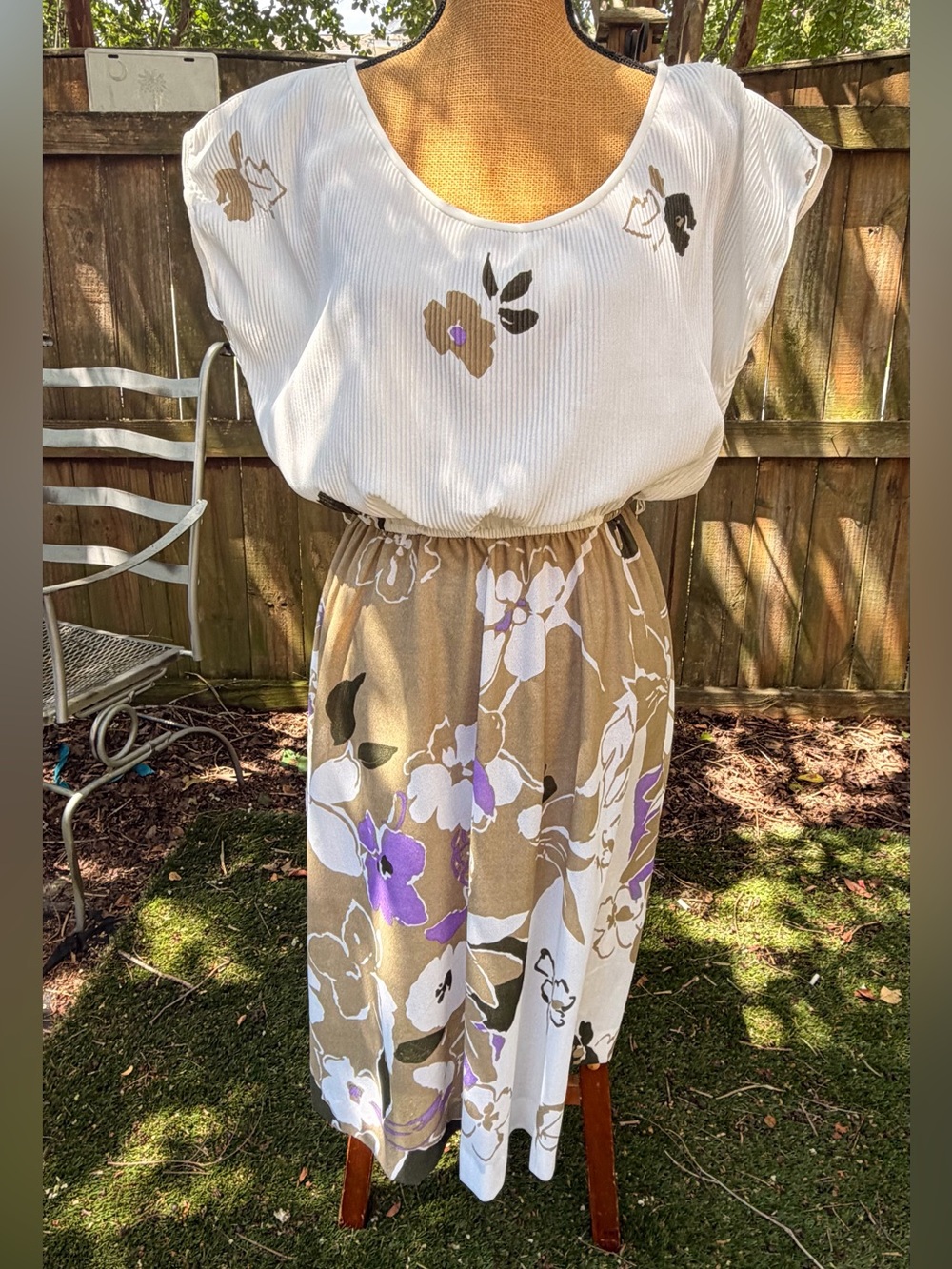 Vintage 70s/80s Julie Miller of California Floral Midi Blouson Dress